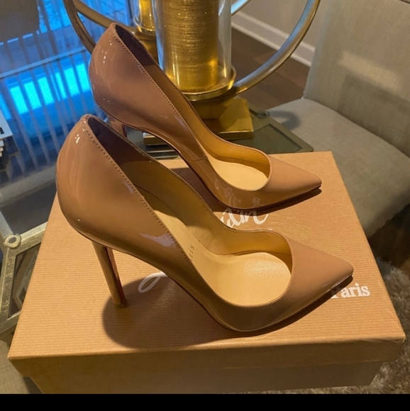 Christian louboutin Pigalle Patent Calf Tan 120mm High Heels sz 35.5 - Picture 2 of 11